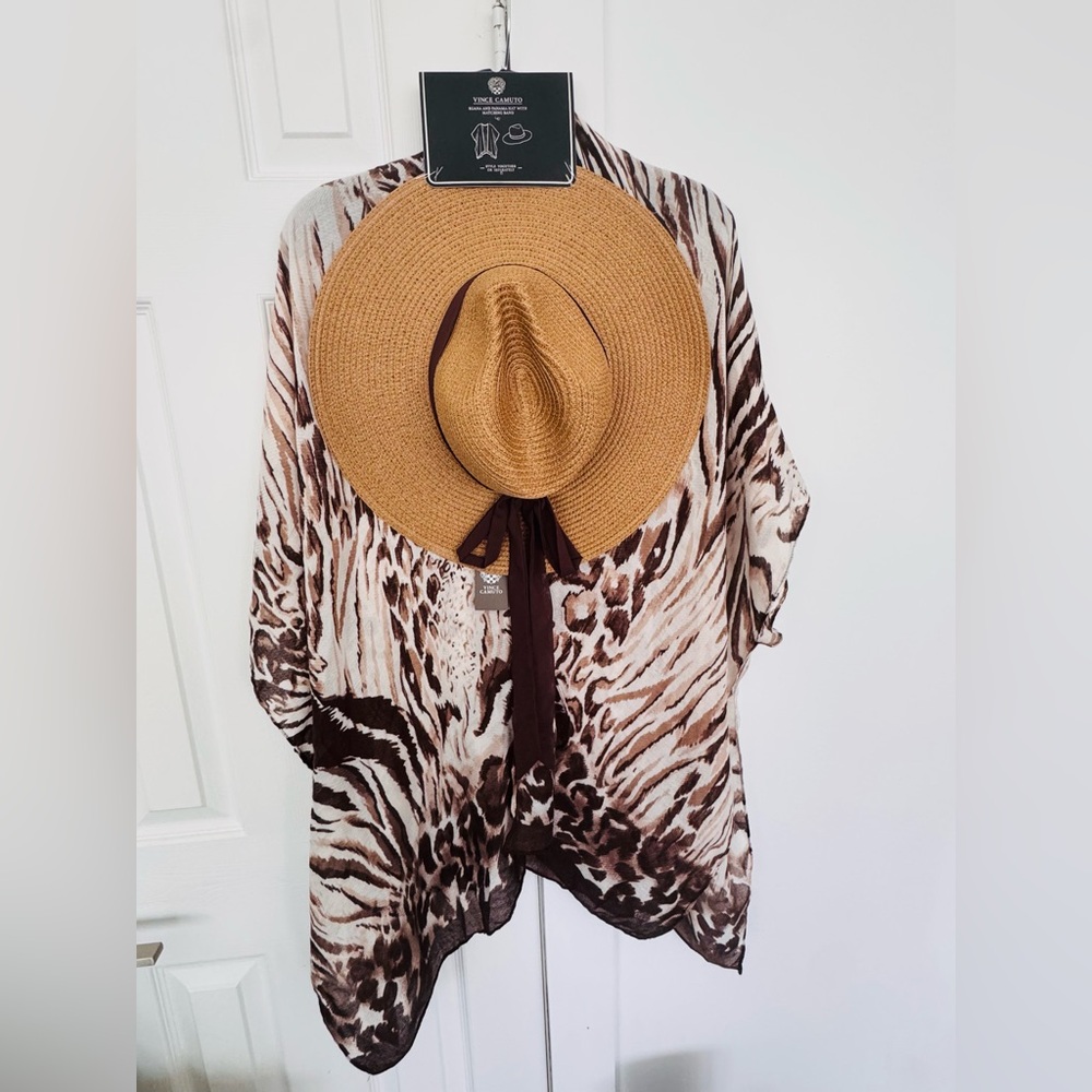 Vince Camuto Ruana & Panama Hat Set